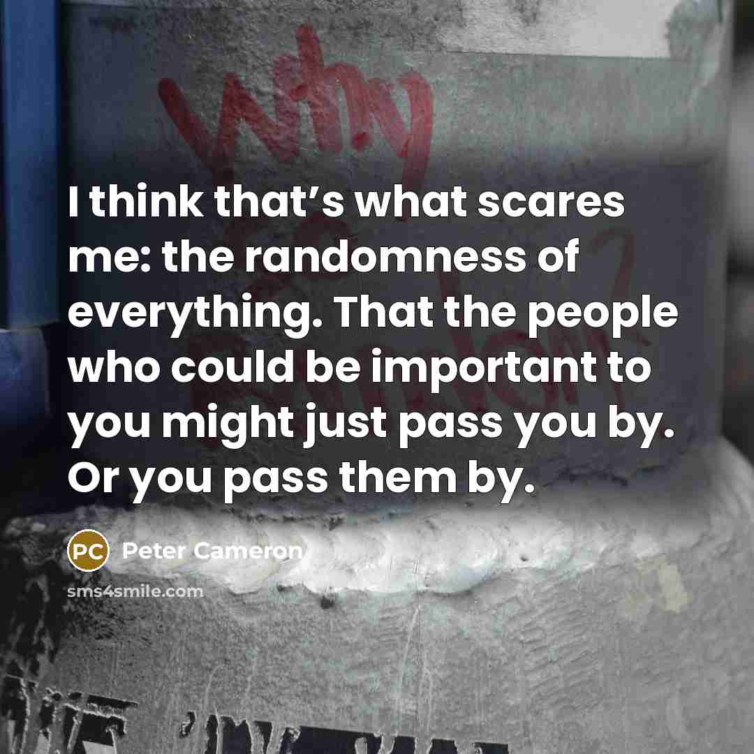 “I think that’s what scares me: the randomness of everything.…” quote by Peter Cameron