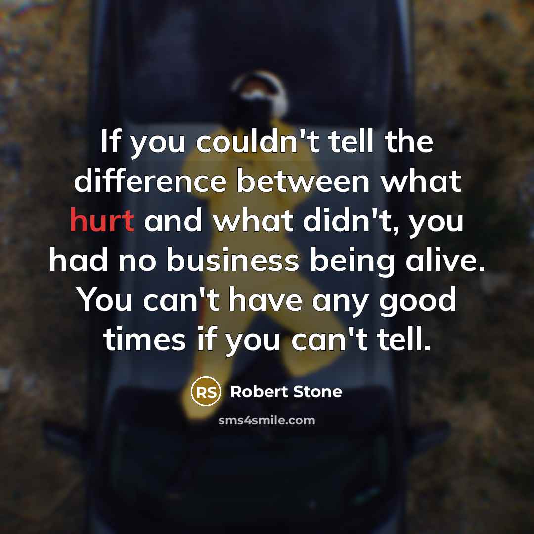 “If you couldn't tell the difference between what hurt and…” quote by Robert Stone