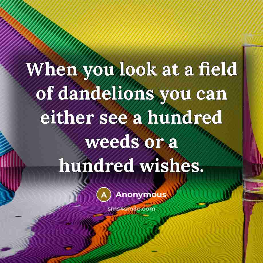 “When you look at a field of dandelions you can…” quote by Anonymous