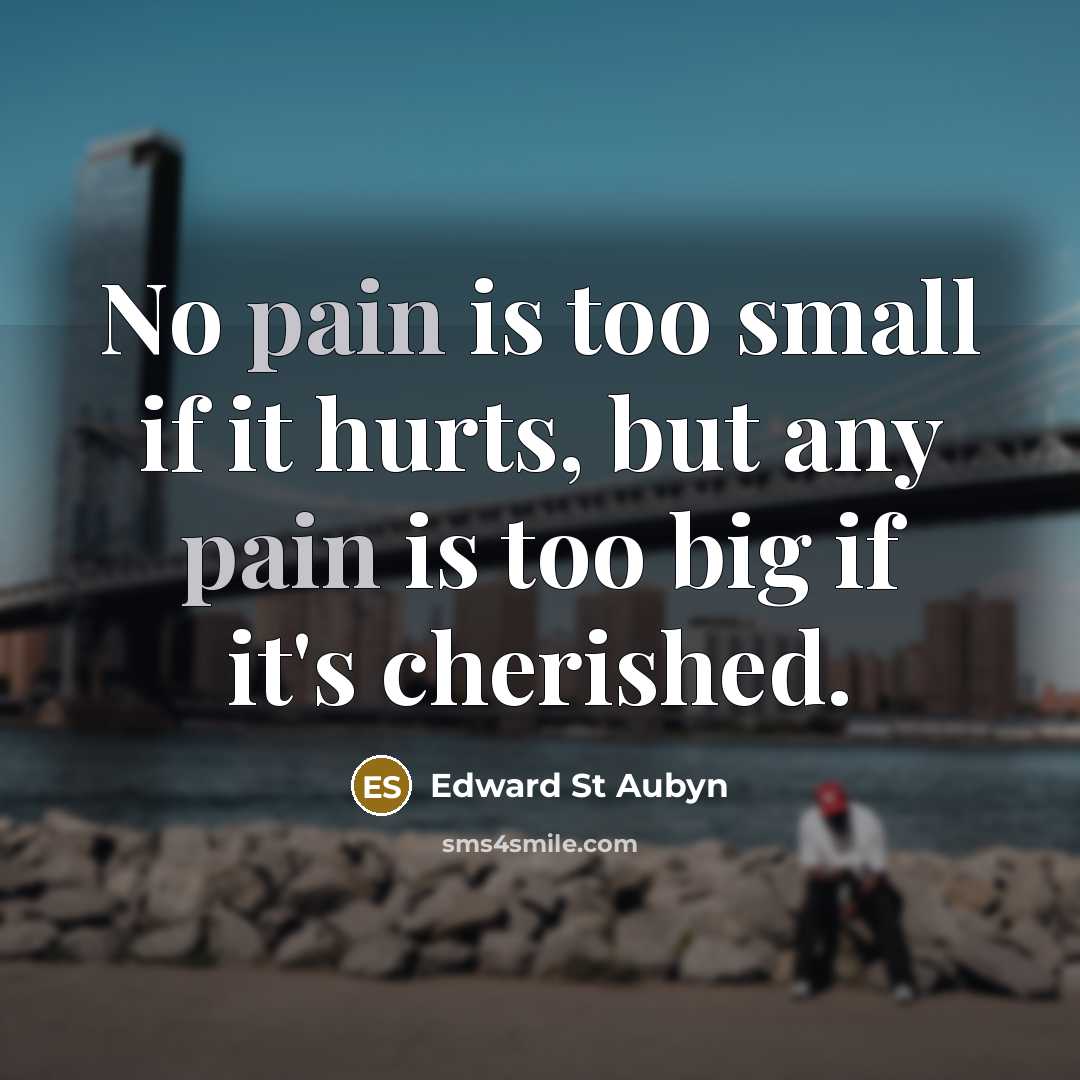 “No pain is too small if it hurts, but any…” quote by Edward St Aubyn