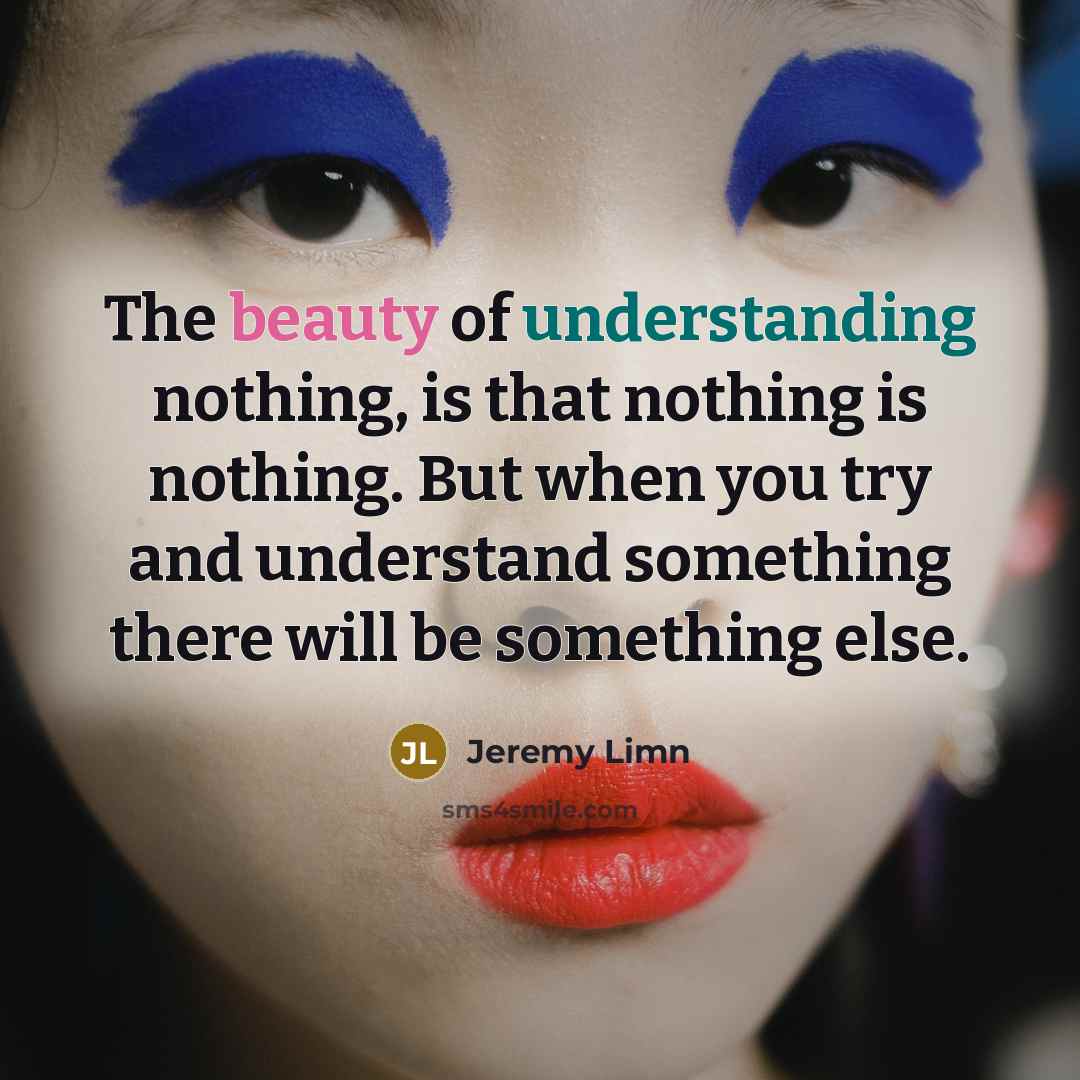 “The beauty of understanding nothing, is that nothing is nothing.…” quote by Jeremy Limn