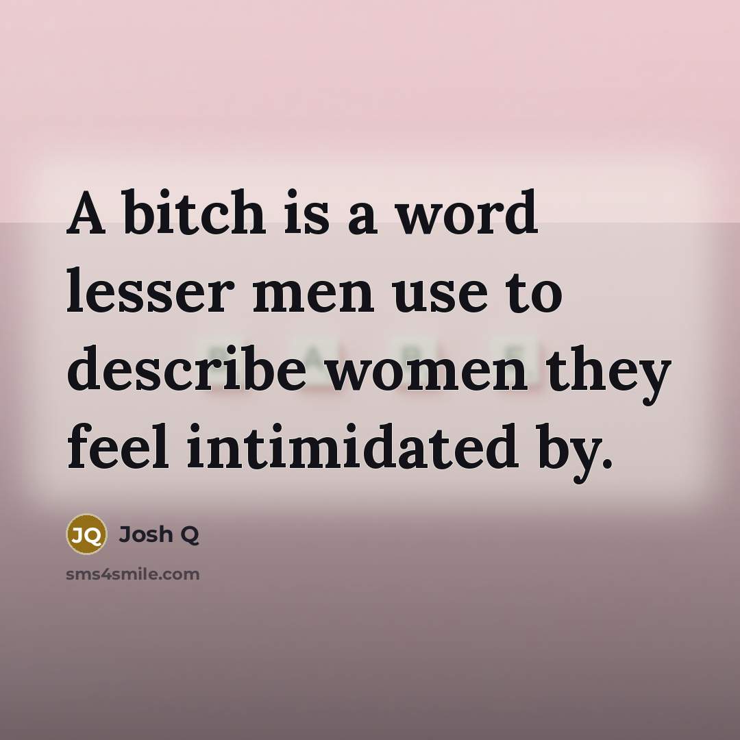 “A bitch is a word lesser men use to describe…” quote by Josh Q