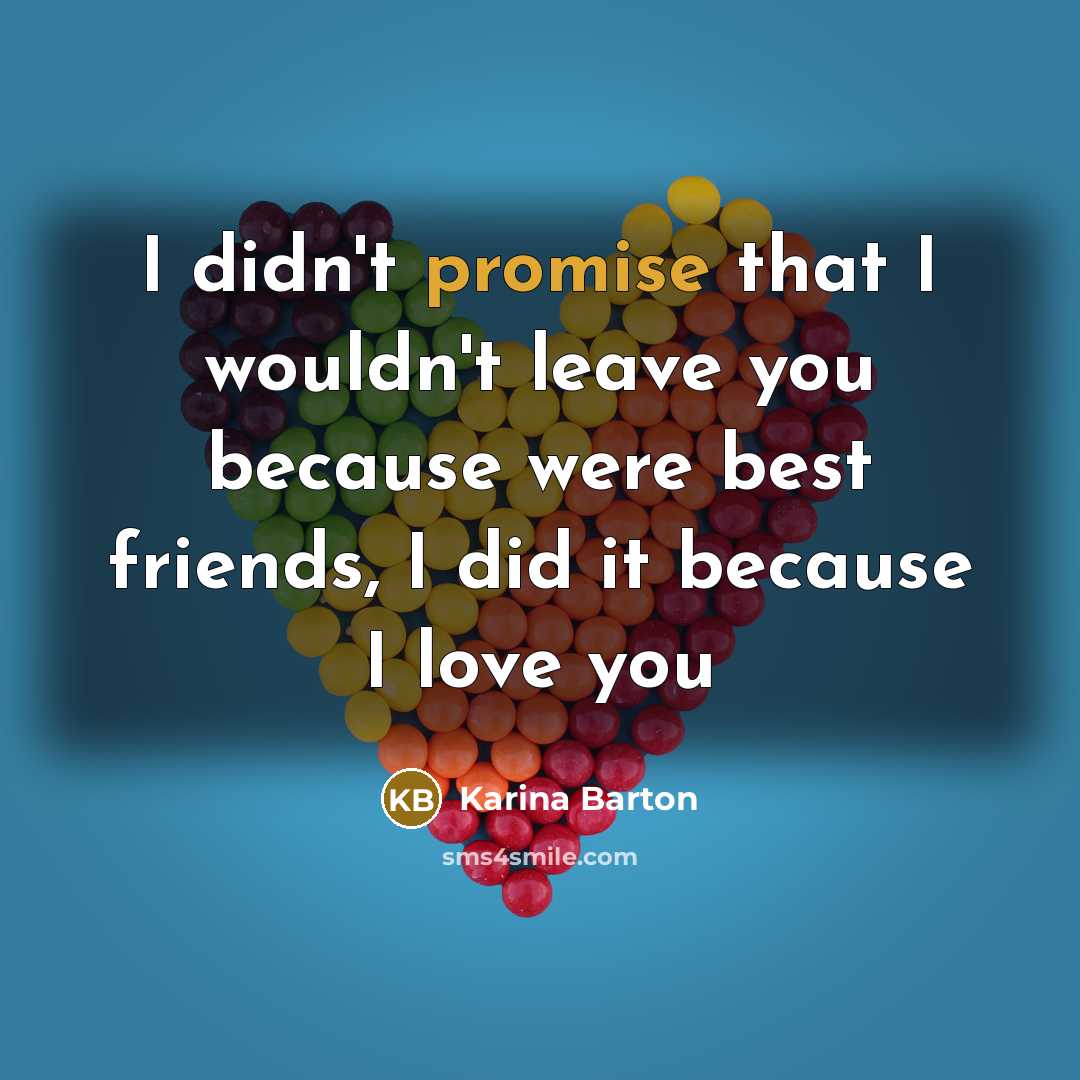 “I didn't promise that I wouldn't leave you because were…” quote by Karina Barton