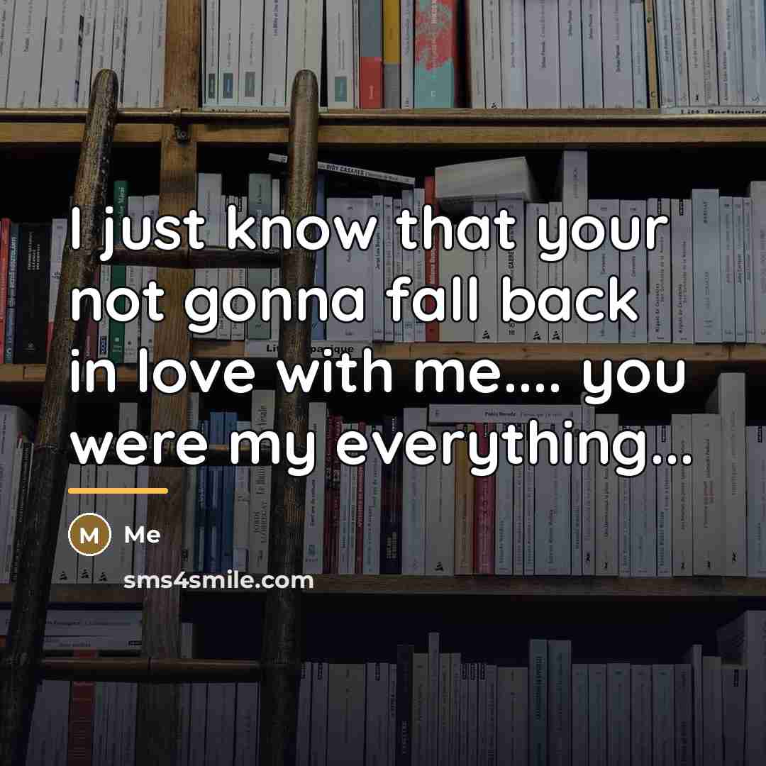 “I just know that your not gonna fall back in…” quote by Me