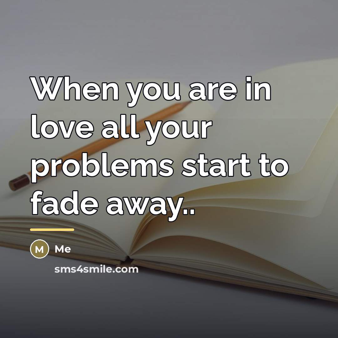 “When you are in love all your problems start to…” quote by Me