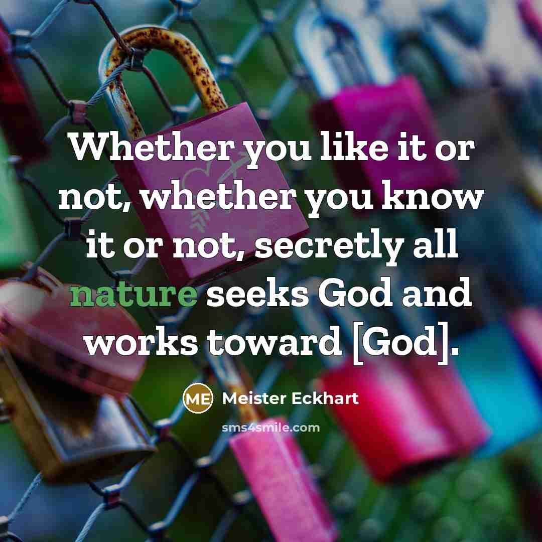 “Whether you like it or not, whether you know it…” quote by Meister Eckhart