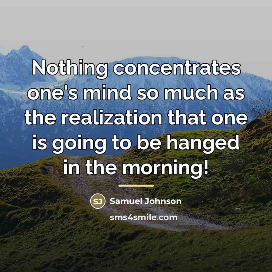 “Nothing concentrates one's mind so much as the realization that…” quote by Samuel Johnson