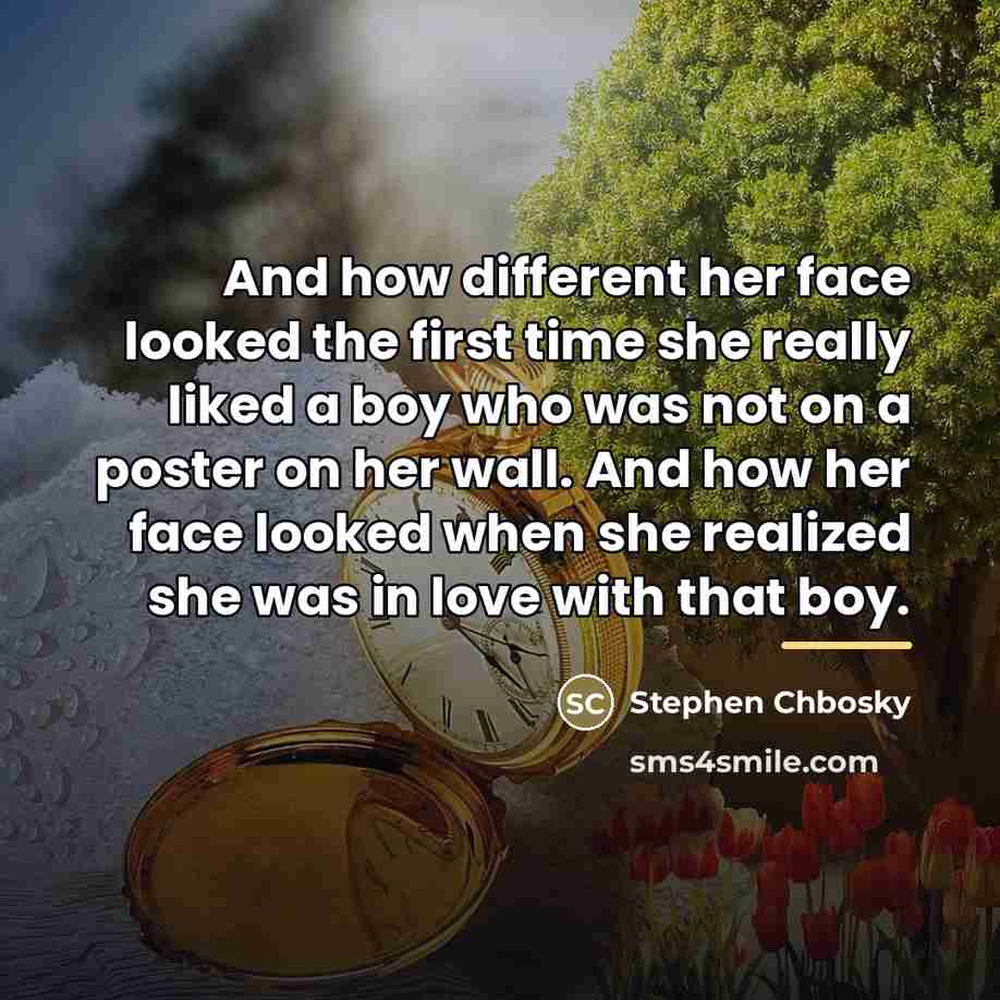 “And how different her face looked the first time she…” quote by Stephen Chbosky