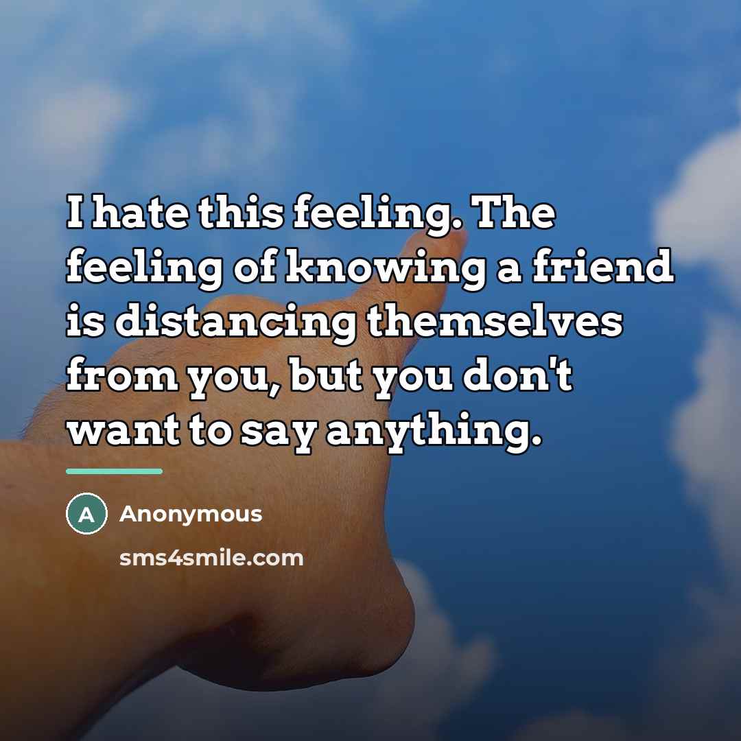 “I hate this feeling. The feeling of knowing a friend…” quote by Anonymous
