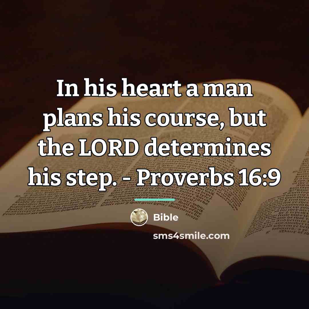 “In his heart a man plans his course, but the…” quote by Bible