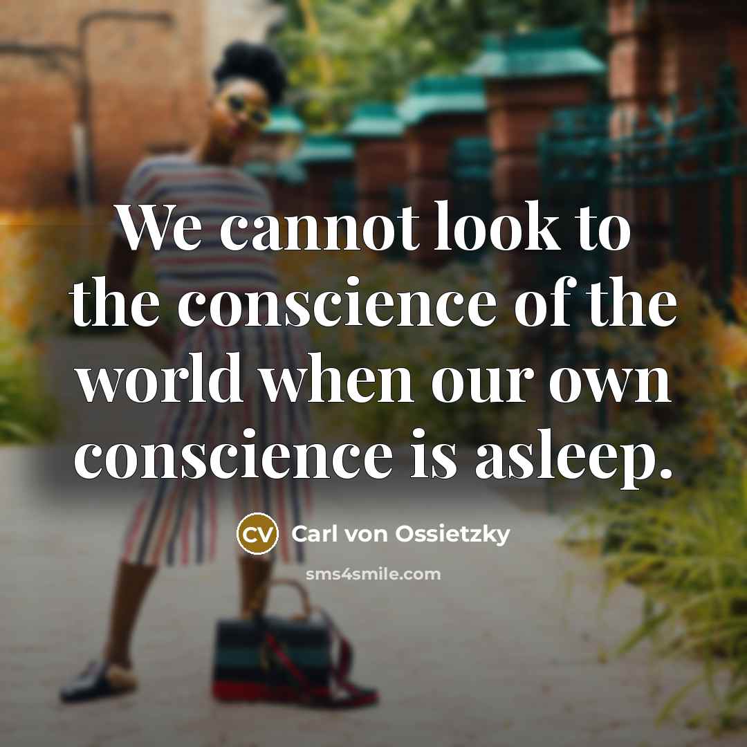 “We cannot look to the conscience of the world when…” quote by Carl von Ossietzky