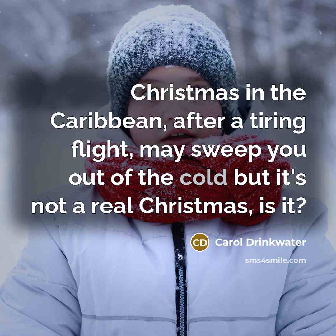 “Christmas in the Caribbean, after a tiring flight, may sweep…” quote by Carol Drinkwater