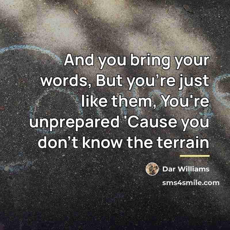 “And you bring your words, But you're just like them,…” quote by Dar Williams