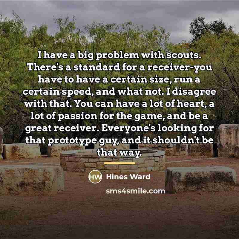 “I have a big problem with scouts. There's a standard…” quote by Hines Ward