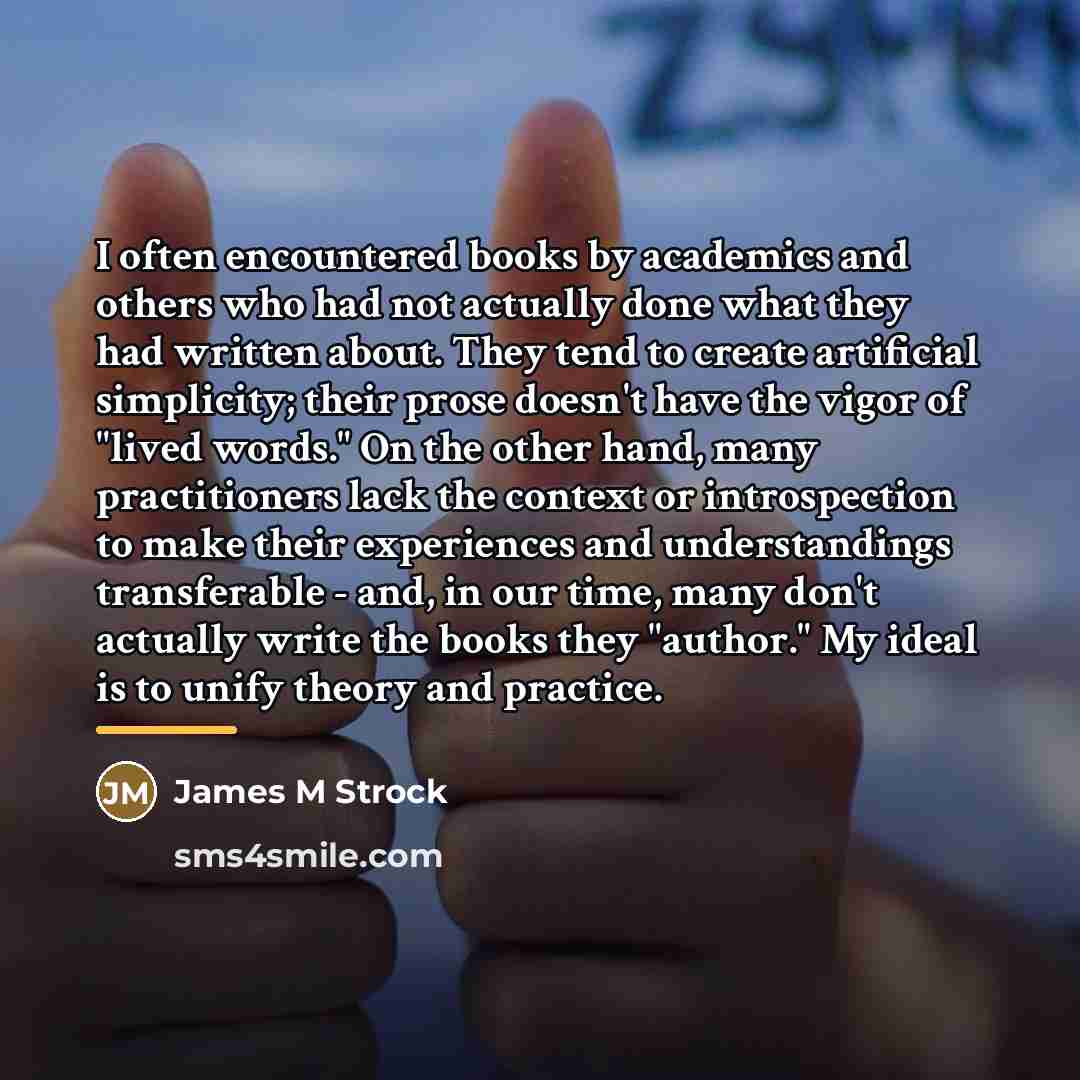 “I often encountered books by academics and others who had…” quote by James M Strock