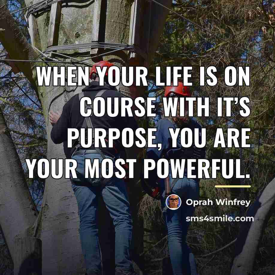 “When your life is on course with it’s purpose, you…” quote by Oprah Winfrey