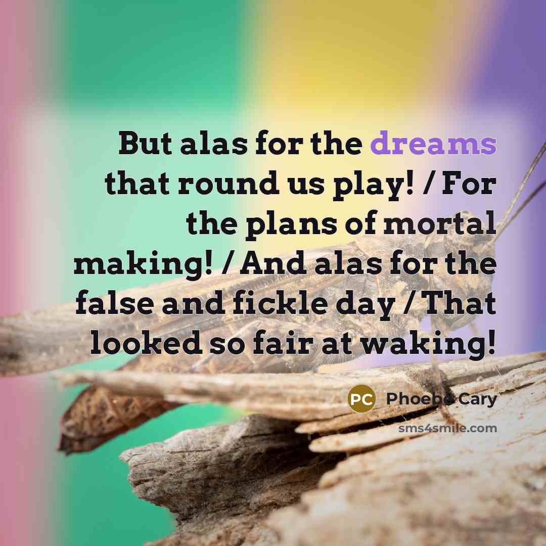 “But alas for the dreams that round us play! /…” quote by Phoebe Cary