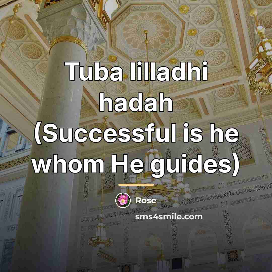 “Tuba lilladhi hadah (Successful is he whom He guides)…” quote by Rose