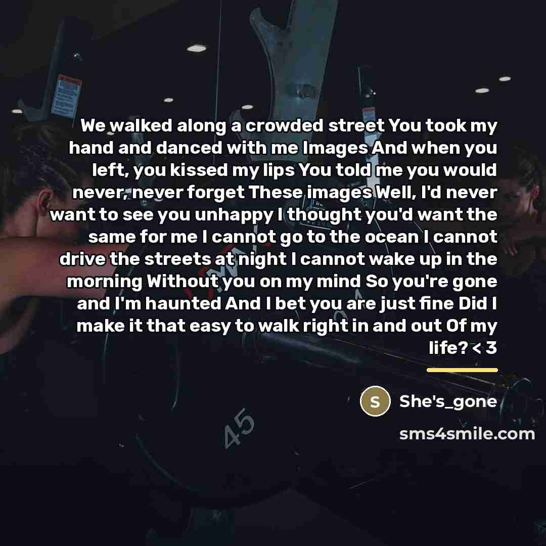 “We walked along a crowded street You took my hand…” quote by She's_gone