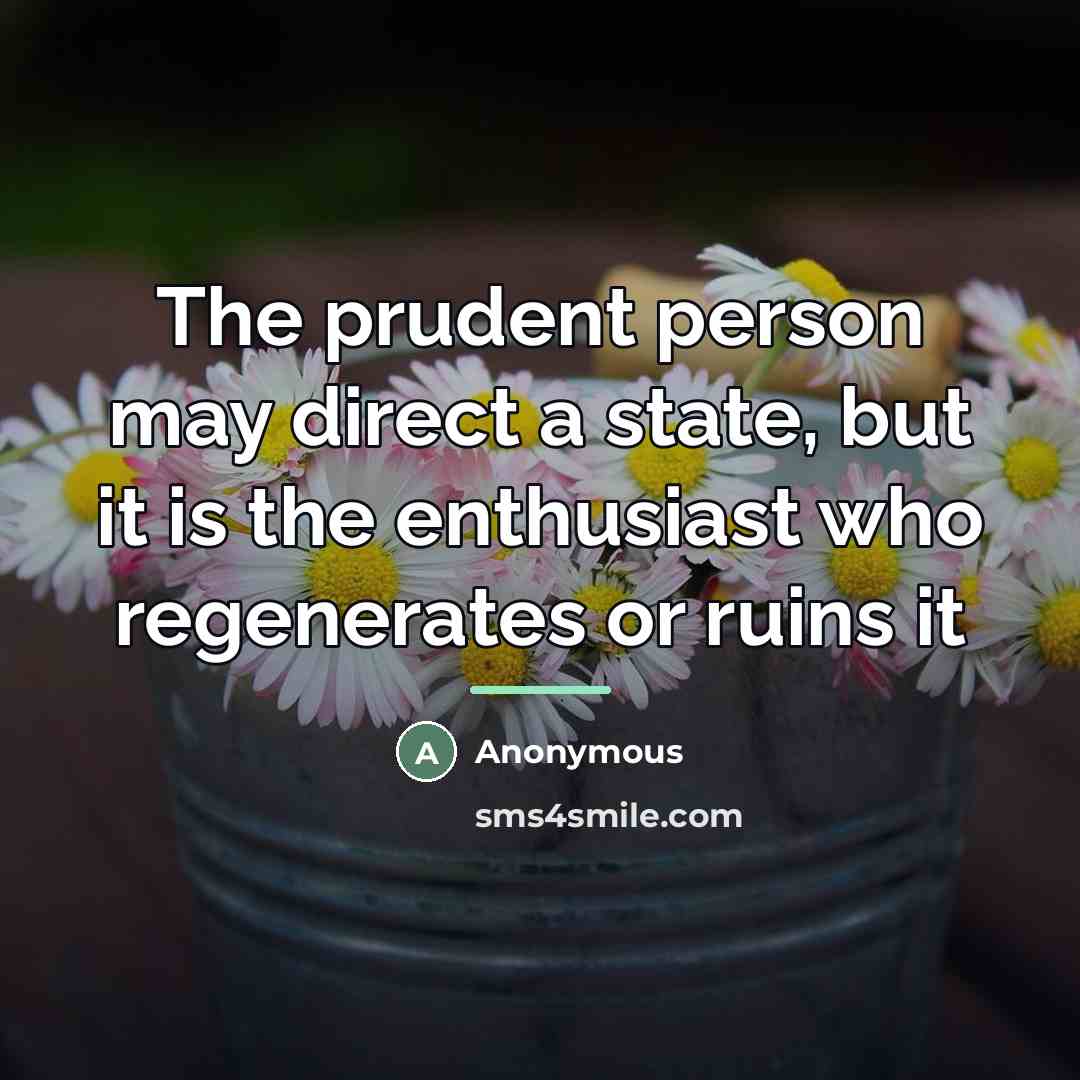 “The prudent person may direct a state, but it is…” quote by Anonymous