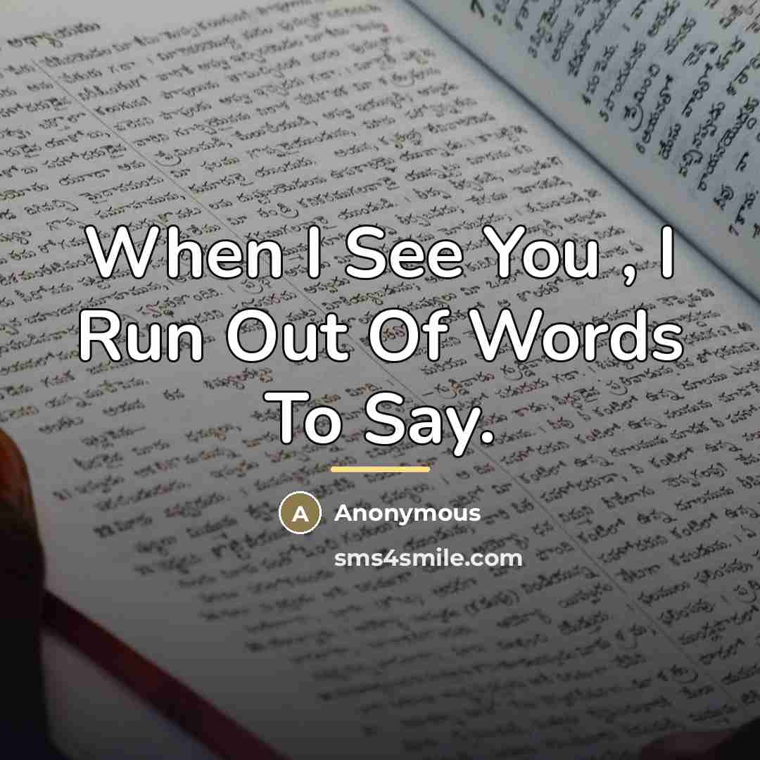 “When I See You , I Run Out Of Words…” quote by Anonymous
