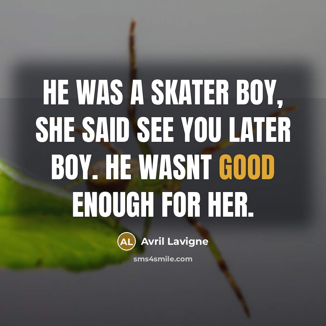 “He was a skater boy, she said see you later…” quote by Avril Lavigne