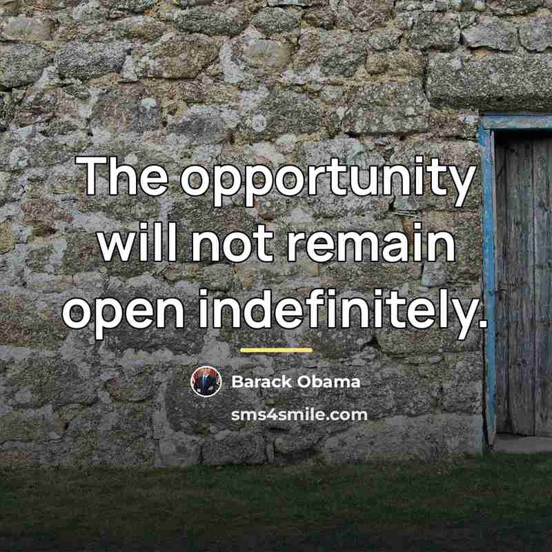 “The opportunity will not remain open indefinitely.…” quote by Barack Obama