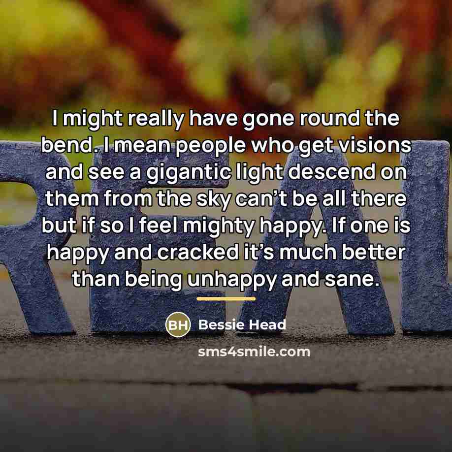 “I might really have gone round the bend. I mean…” quote by Bessie Head