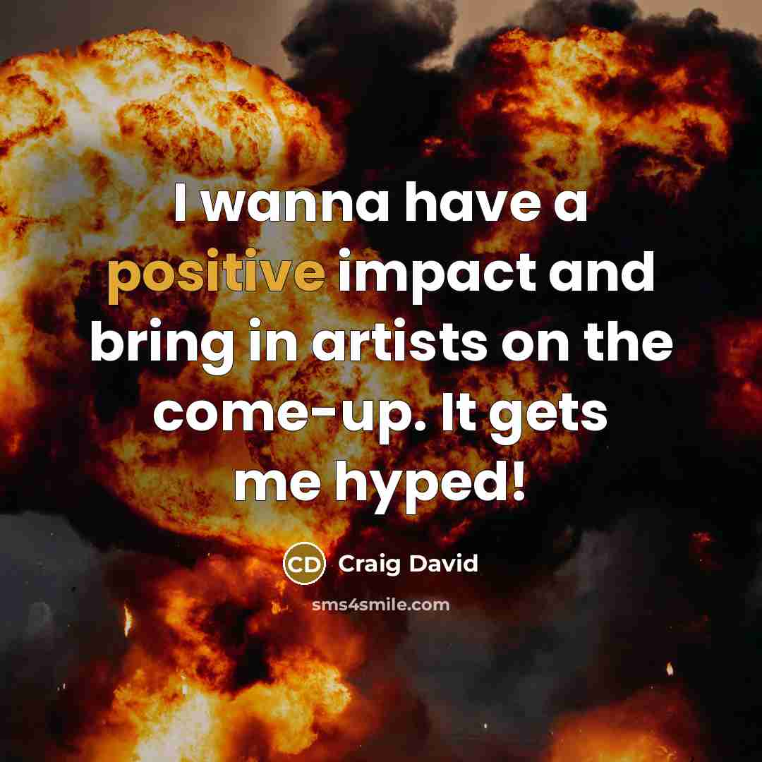 “I wanna have a positive impact and bring in artists…” quote by Craig David
