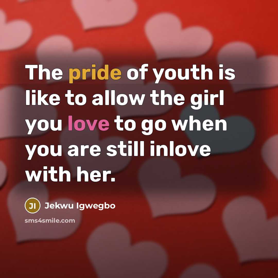 “The pride of youth is like to allow the girl…” quote by Jekwu Igwegbo