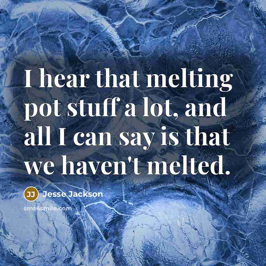 “I hear that melting pot stuff a lot, and all…” quote by Jesse Jackson
