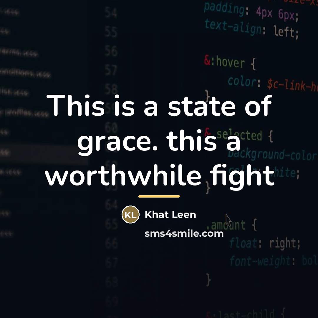 “This is a state of grace. this a worthwhile fight…” quote by Khat Leen