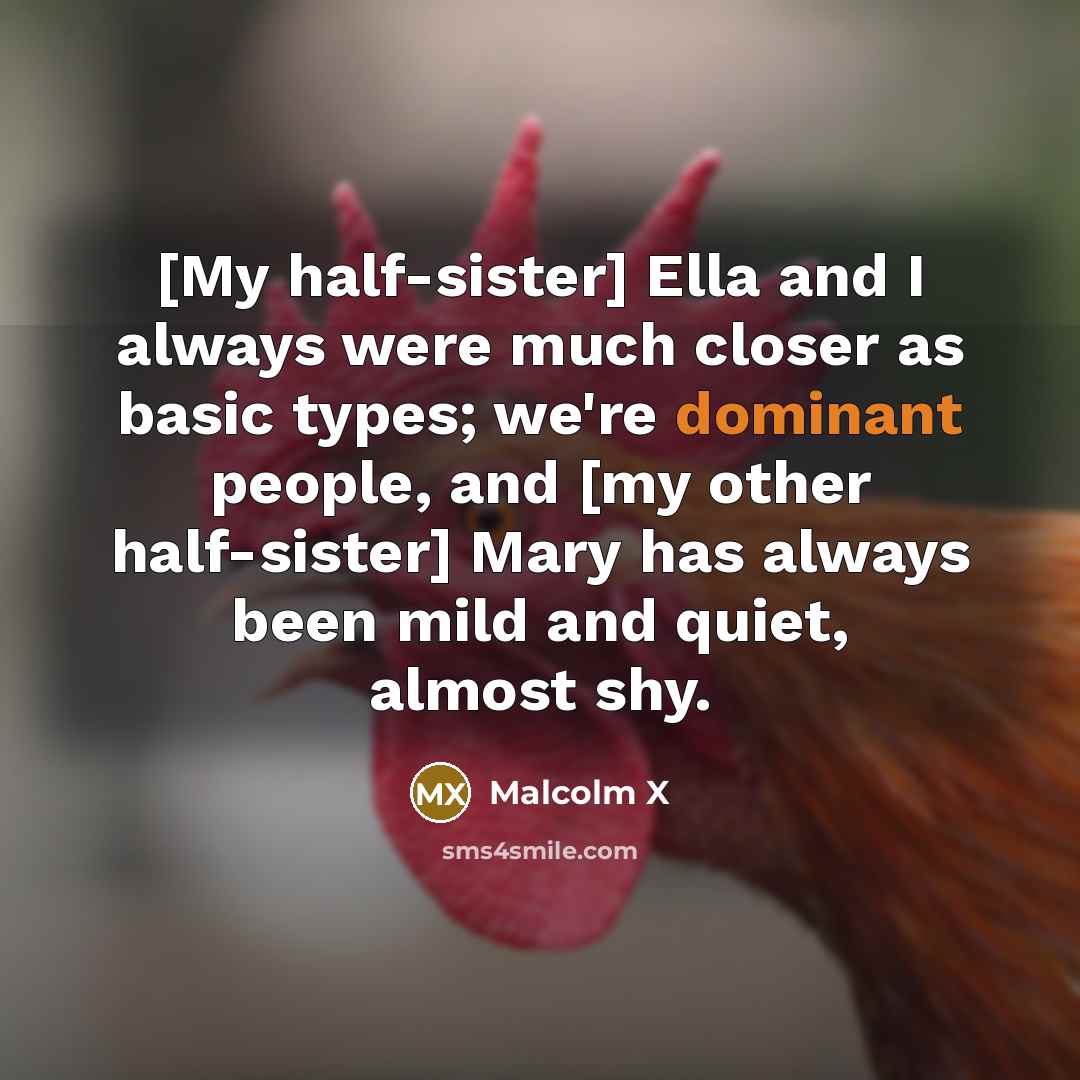 “[My half-sister] Ella and I always were much closer as…” quote by Malcolm X