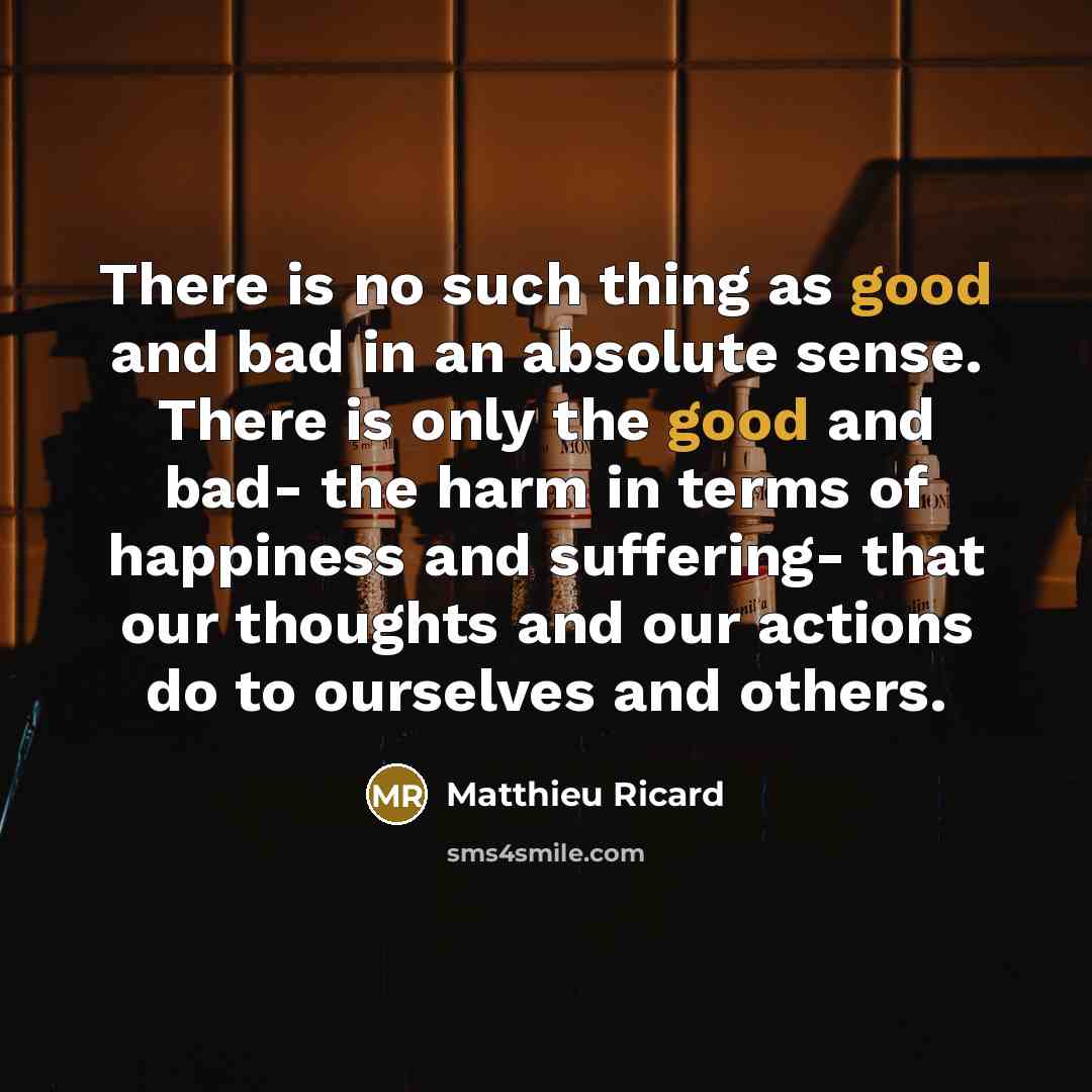 “There is no such thing as good and bad in…” quote by Matthieu Ricard