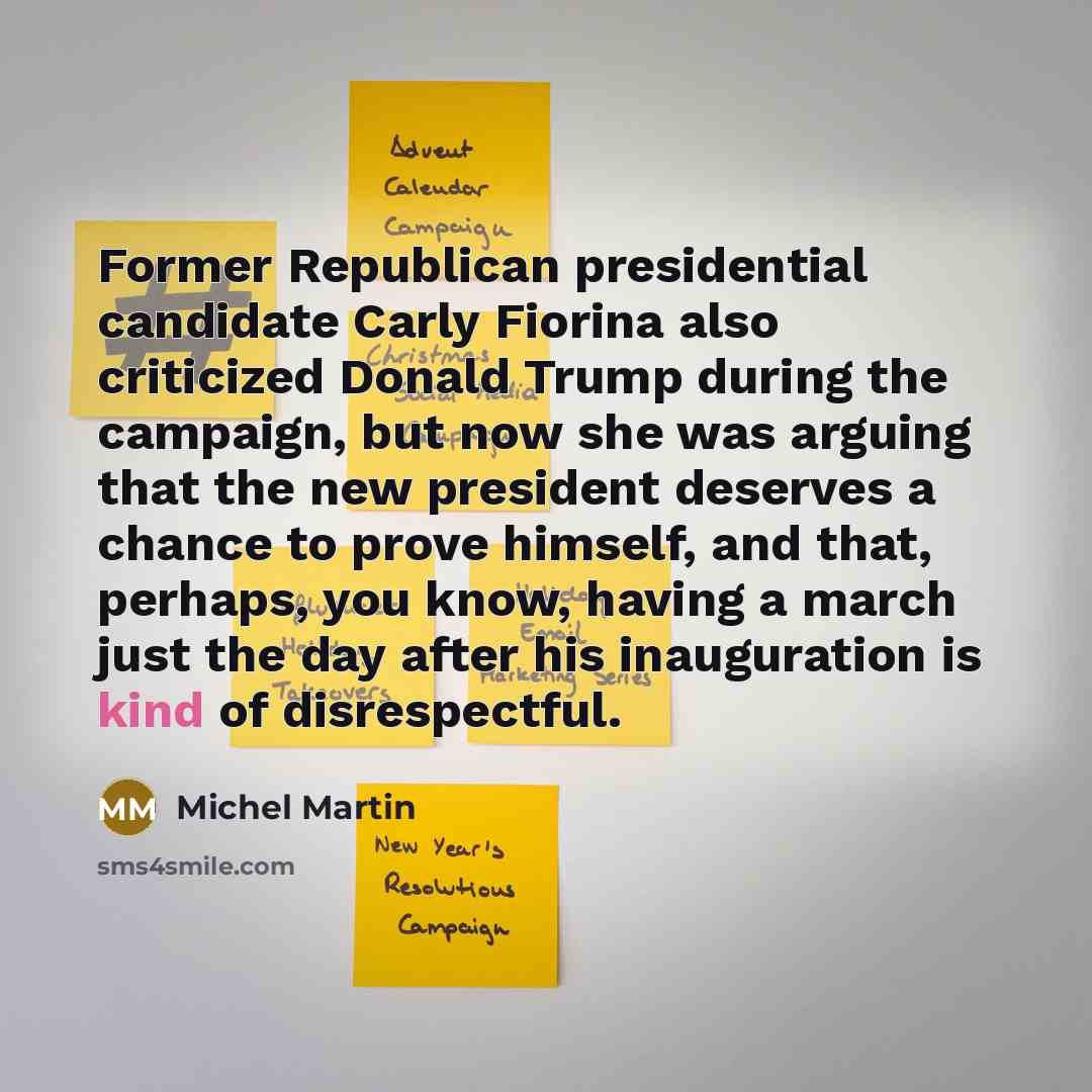 “Former Republican presidential candidate Carly Fiorina also criticized Donald Trump…” quote by Michel Martin