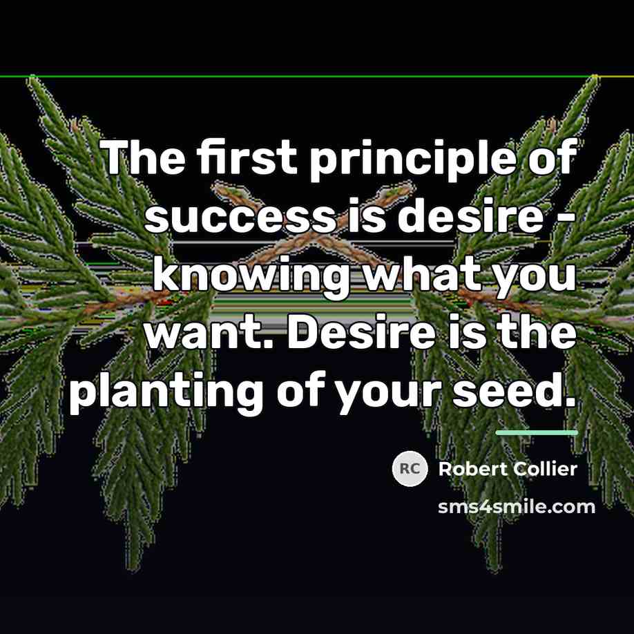 “The first principle of success is desire - knowing what…” quote by Robert Collier