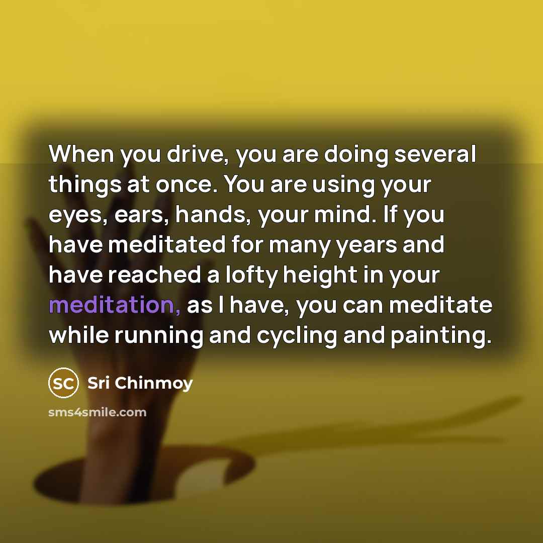 “When you drive, you are doing several things at once.…” quote by Sri Chinmoy