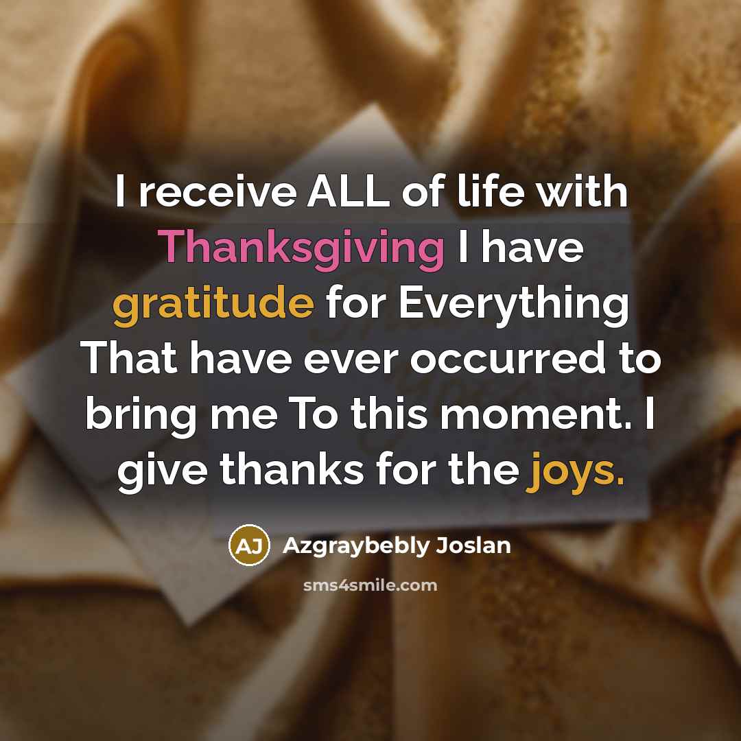 “I receive ALL of life with Thanksgiving I have gratitude…” quote by Azgraybebly Joslan