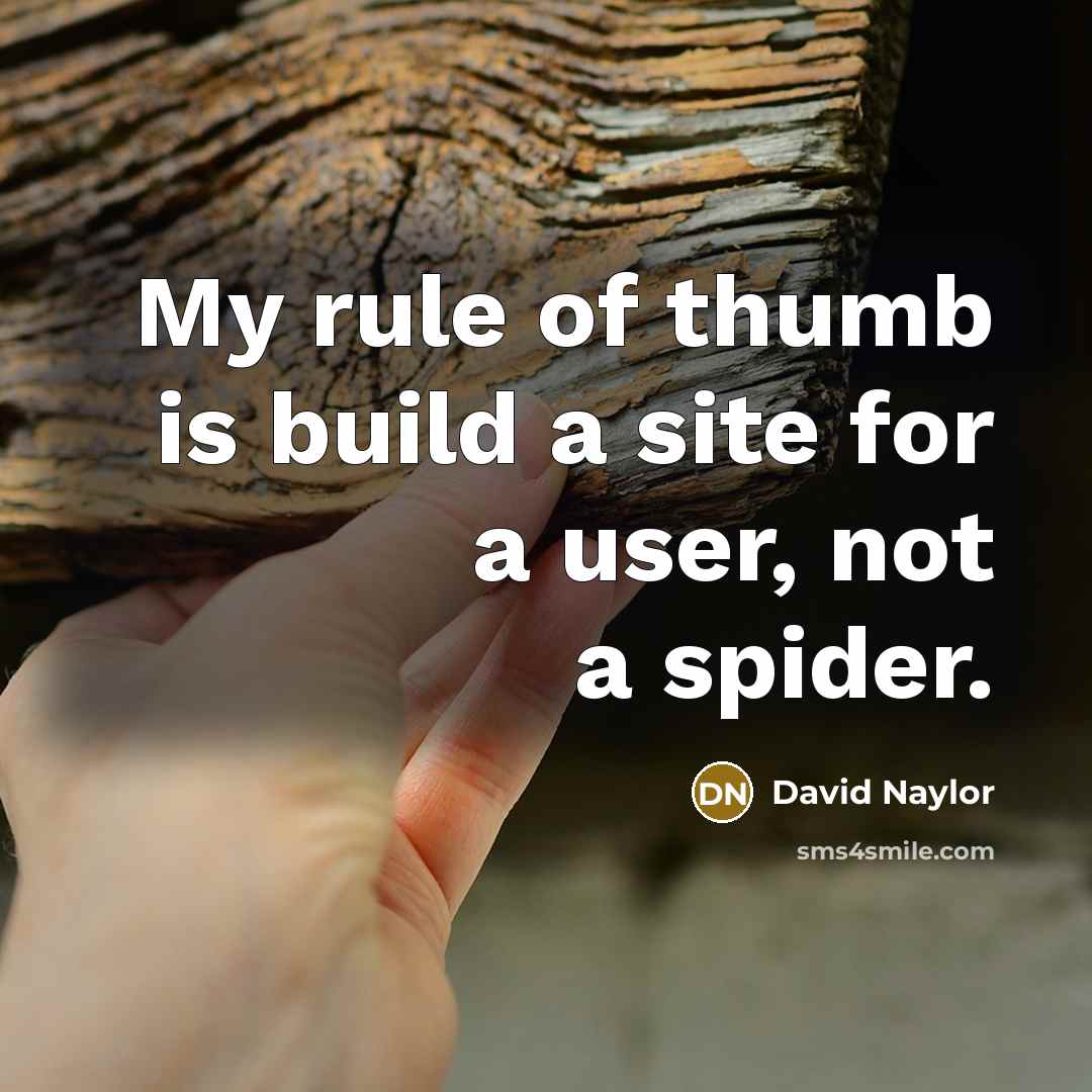 “My rule of thumb is build a site for a…” quote by David Naylor