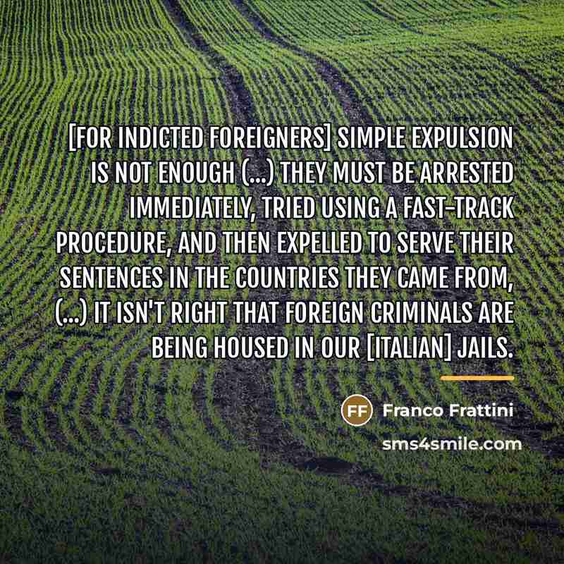 “[for indicted foreigners] simple expulsion is not enough (...) they…” quote by Franco Frattini