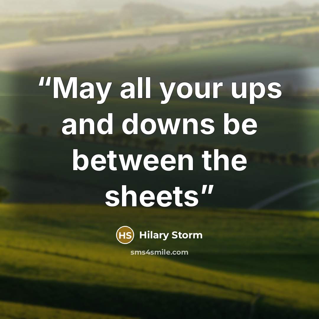 “May all your ups and downs be between the sheets” quote by Hilary Storm