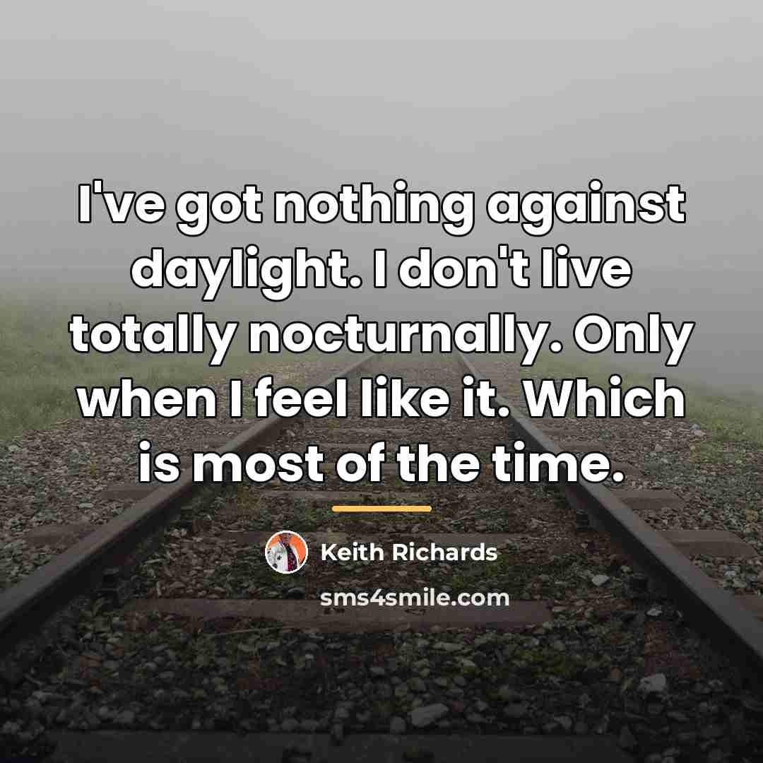 “I've got nothing against daylight. I don't live totally nocturnally.…” quote by Keith Richards