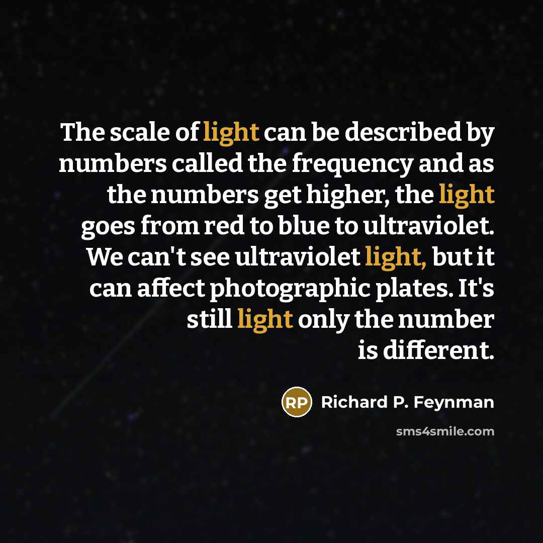 “The scale of light can be described by numbers called…” quote by Richard P. Feynman