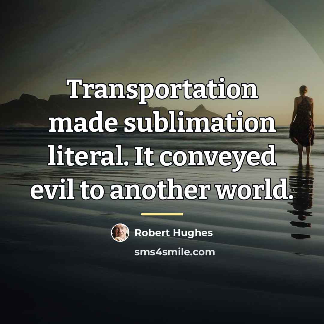 “Transportation made sublimation literal. It conveyed evil to another world.…” quote by Robert Hughes