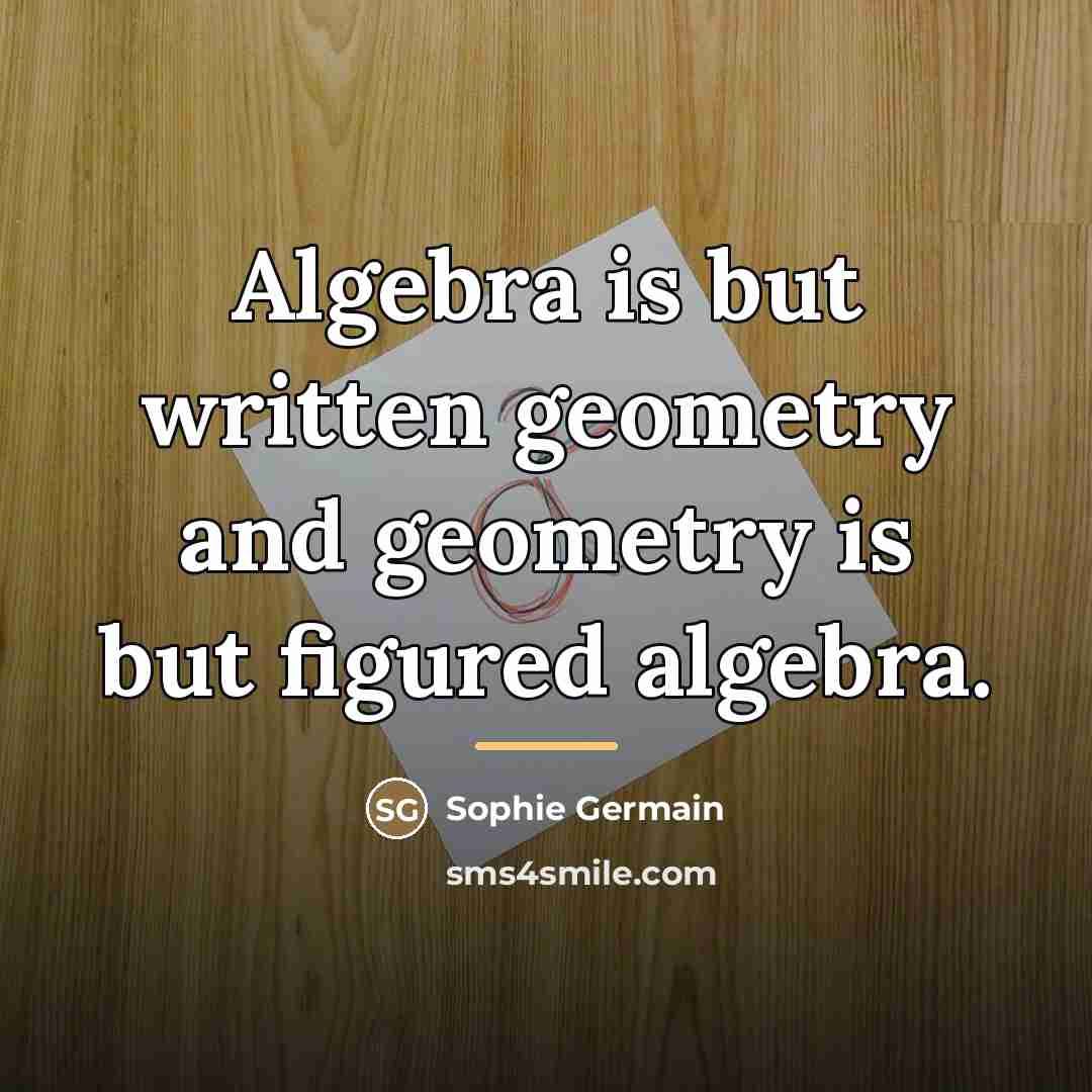 “Algebra is but written geometry and geometry is but figured…” quote by Sophie Germain