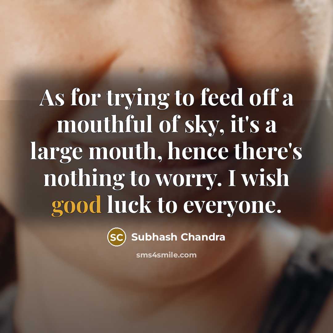“As for trying to feed off a mouthful of sky,…” quote by Subhash Chandra