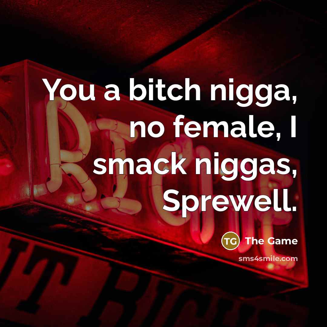 “You a bitch nigga, no female, I smack niggas, Sprewell.…” quote by The Game