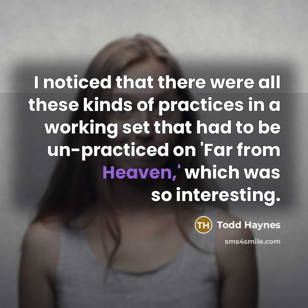 “I noticed that there were all these kinds of practices…” quote by Todd Haynes