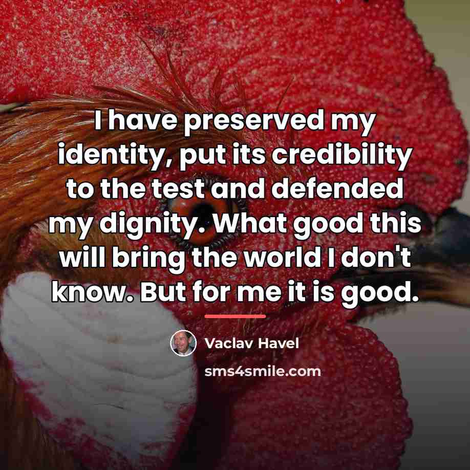 “I have preserved my identity, put its credibility to the…” quote by Vaclav Havel