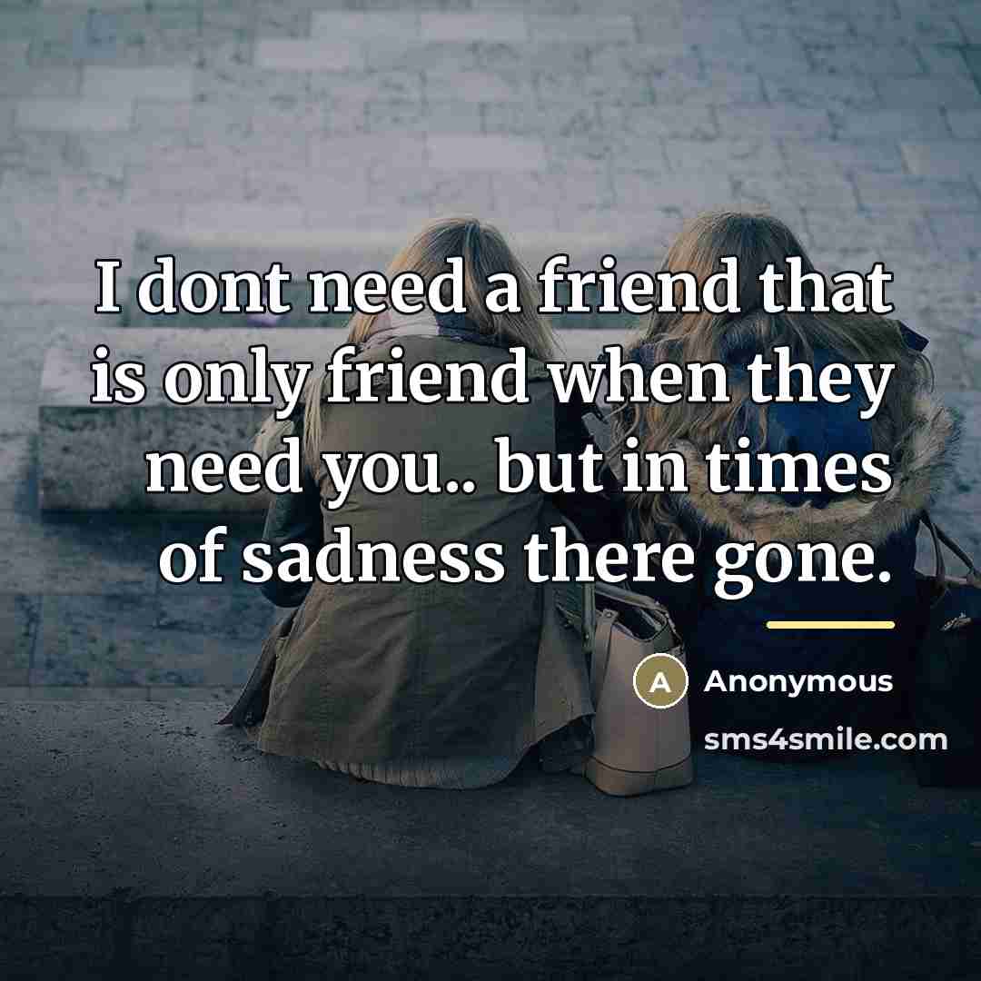 “I dont need a friend that is only friend when…” quote by Anonymous